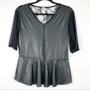 Mitto Zip Lace Coated Ruffle Top Size XL Fairygoth Whimsygoth Witchy Gothcore